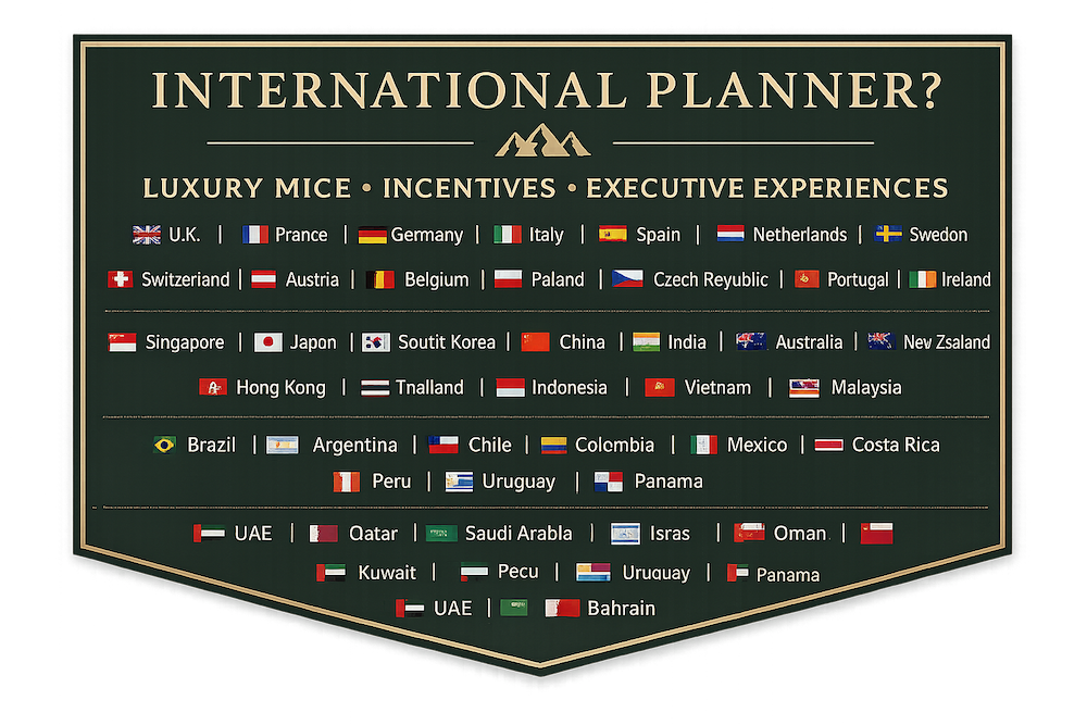 Partner DMC Rocky Mountain welcomes international meeting planners with luxury MICE, incentive travel, executive experiences, and destination management services throughout Colorado, Wyoming, Montana, Utah, and the Rocky Mountain region.